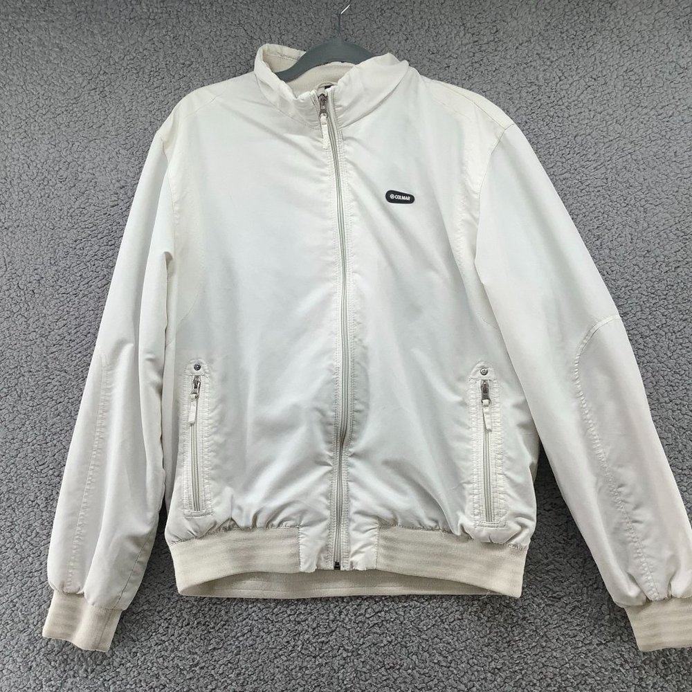 Colmar White Windbreaker Bomber Jacket Mens L Sz‎ 52 Lightweight Zip Outdoors